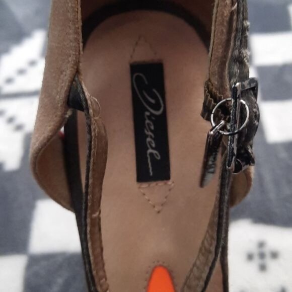 Diesel Leather Suede T Strap High Heel Sandal Size EU 39 US 8.5 - Picture 14 of 16